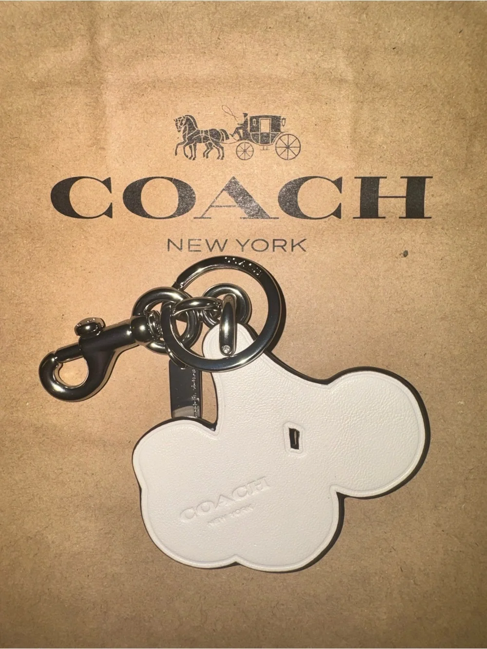 Coach White Cloud Cherry Keychain bag Charm CZ092 with Silver Hardware - NWOT
